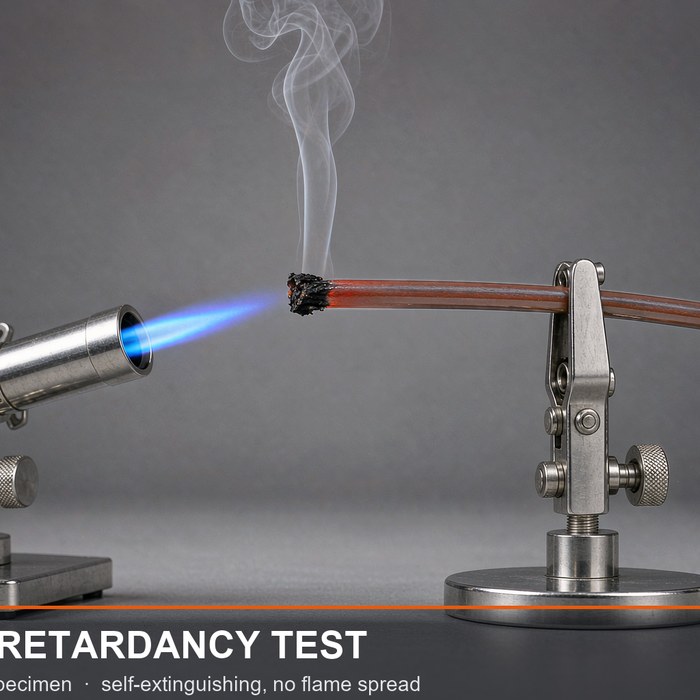 Laboratory flame-retardancy test on a single high-polymer strand