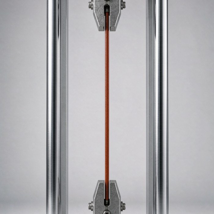 Single-strand tensile test: one strand pulled to break in a universal testing machine